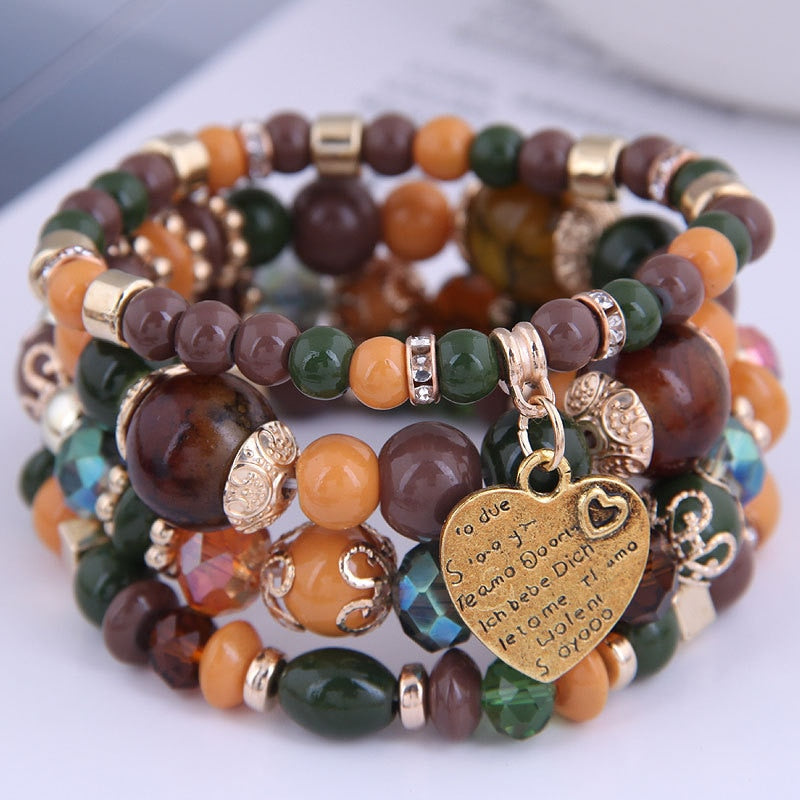 Korean Bohemian Multicolor Crystal Beads Rope Bracelets